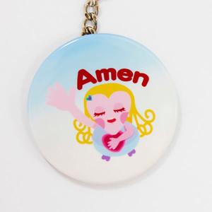 化妝鏡鑰匙圈-Amen 聖經經文