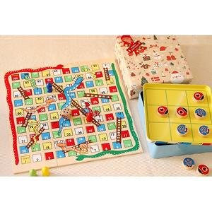 派對破冰兩用桌遊:木製蛇棋+井字遊戲❤ 兒童節、感恩節、聖誕節、生日禮